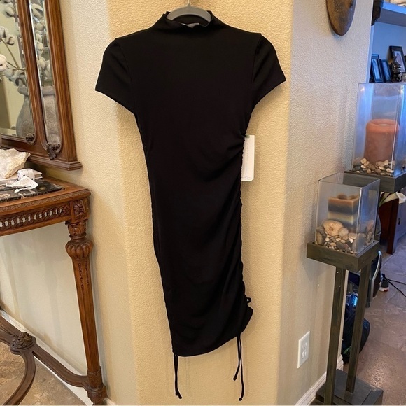 NWT~FOREVER 21 x ALMOST FAMOUS Women Black Ruched Dress Size Medium - Picture 1 of 9